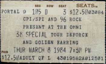 Golden Earring show ticket#105D3 March 08, 1984 Atlanta The Omni